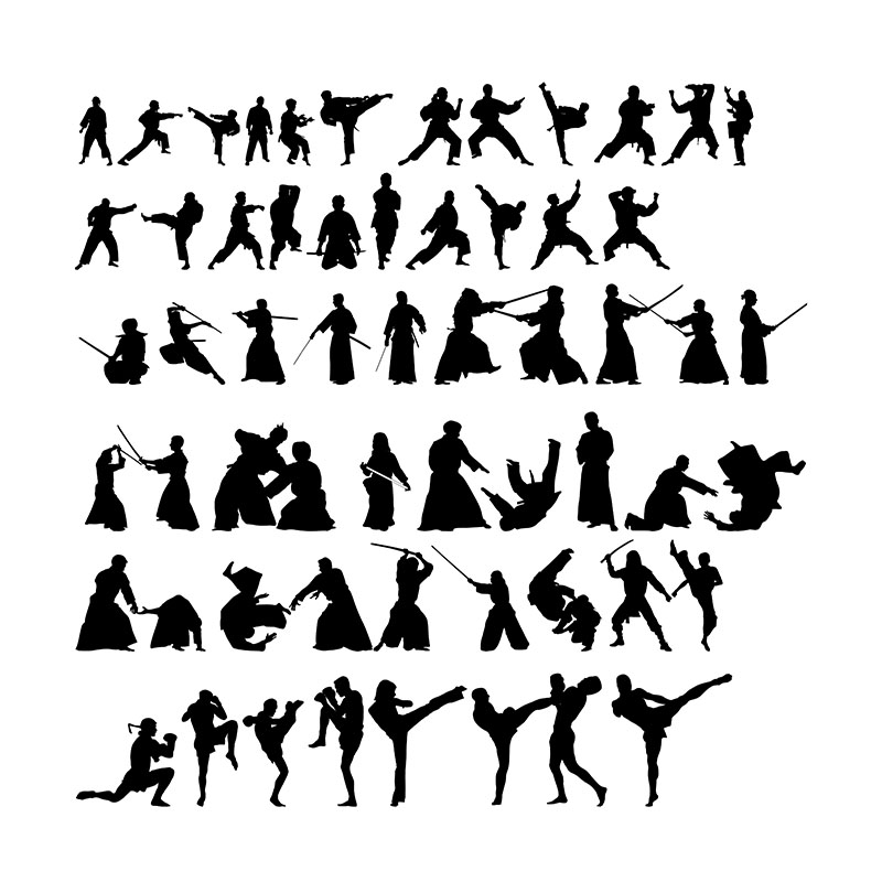 800x800 Martial Arts Vector Silhouettes