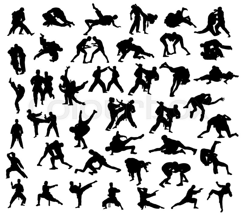 800x712 Silhouette Of Martial Arts Competition, Art Vector Design Stock