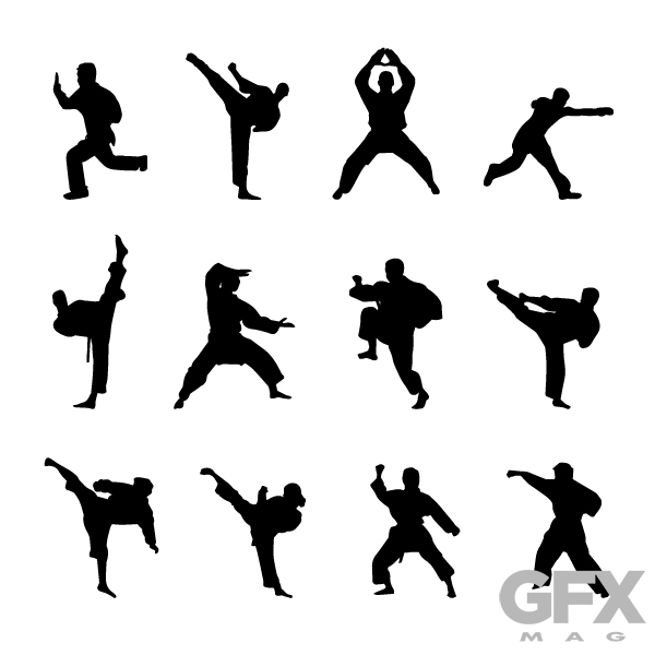 600x600 Free Vector Karate Chinese Martial Arts Silhouette Clip Art Free