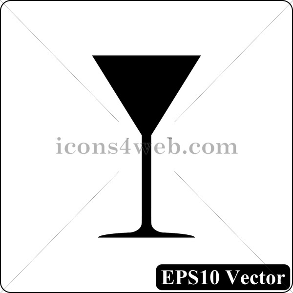 600x600 Martini Glass Black Icon. Eps10 Vector.