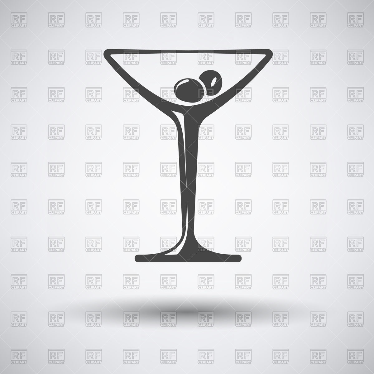 1200x1200 Cocktail Glass Icon On Gray Background With Round Shadow Vector