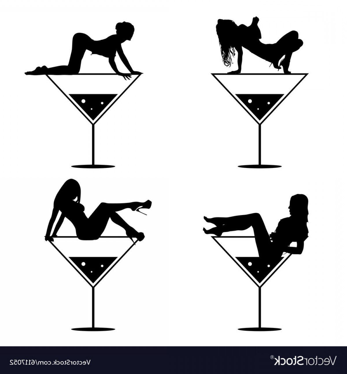 1200x1296 Girl And Martini Black Silhouette Vector Shopatcloth