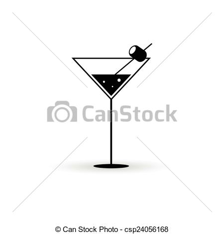 450x470 Martini With Olives In A Glass Vector Illustration.