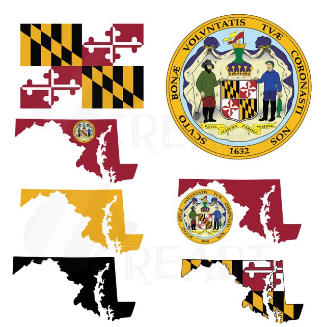 642x642 Maryland State Map Clipart Collection Flag Seal Symbols. Etsy