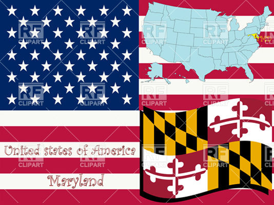 534x400 Maryland State Flag And Map Outline Vector Image Vector Artwork