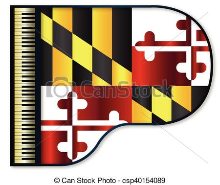 450x378 Grand Piano Maryland Flag. The Maryland State Flag Set Into