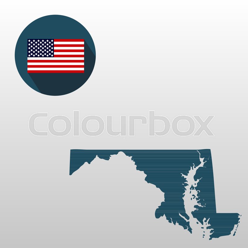 800x800 Map Of The U.s. State Of Maryland On A White Background. American