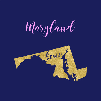 350x350 Maryland Clipart, Usa State Vector Clipart, Maryland Home, Gold Us