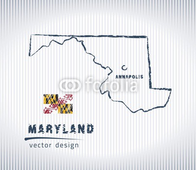 400x347 Maryland National Vector Drawing Map On White Background Buy