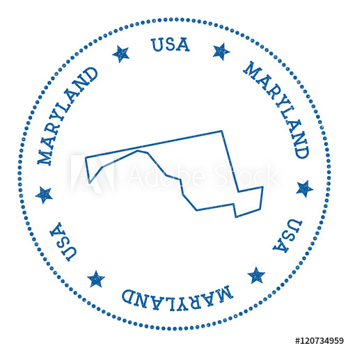500x500 Maryland Vector Map Sticker. Hipster And Retro Style Badge With