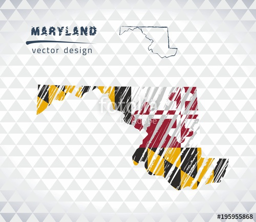 500x434 Maryland Vector Map With Flag Inside Isolated On A White