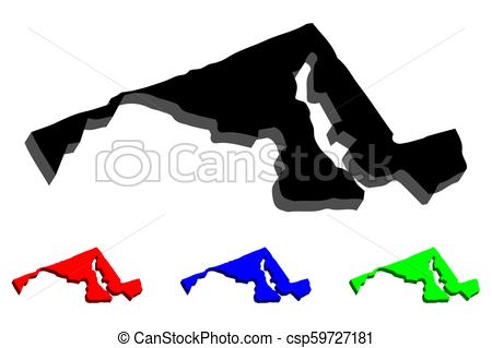 450x319 3d Map Of Maryland (United States Of America)