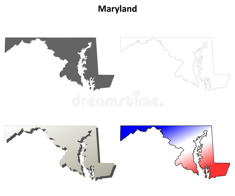 800x667 Blank Map Of Maryland Maryland Outline Map Set Stock Vector
