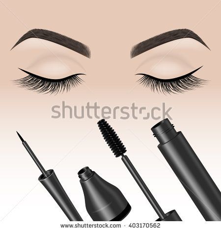 450x470 Stock Vector Eye Makeup Closed Eyes With Color Eyelashes Eyeliner