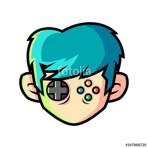 500x500 Gamer Head Mascot Logo Cartoon Vector Illustration Stock Image
