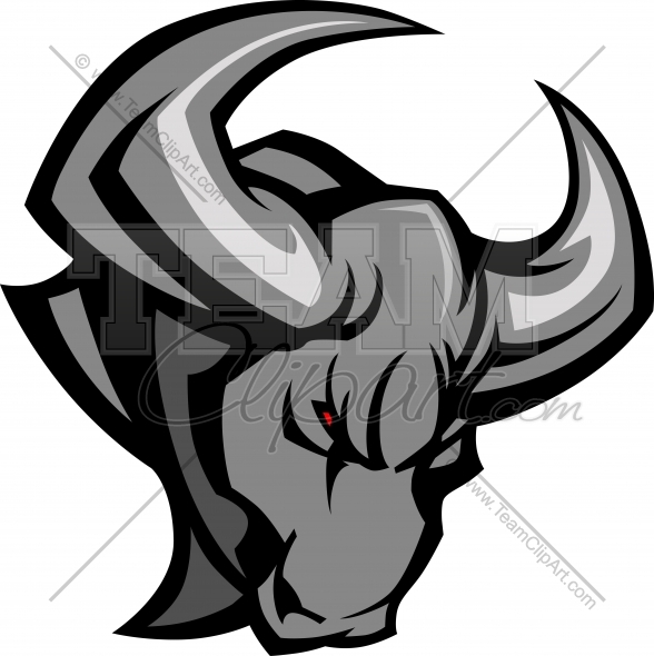 588x590 Bull Mascot Logo Vector Clipart Image