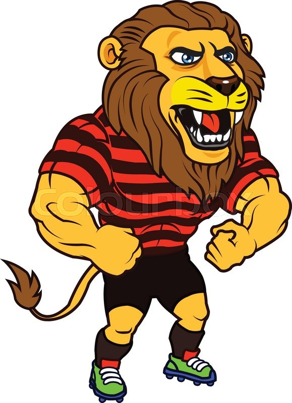 579x800 Vector Design Of Strong Soccer Lion Cartoon Mascot Stock Vector