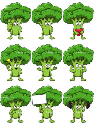 324x432 Broccoli Mascot Lifting Weights Cartoon Vector Clipart