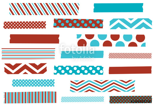 500x340 Washi Tape Vector Illustration. Aqua And Red Holiday Masking Tape
