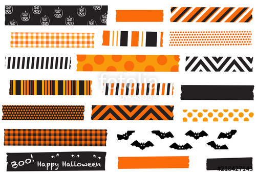 500x340 Halloween Washi Tape Vector Illustration. Black And Orange Masking