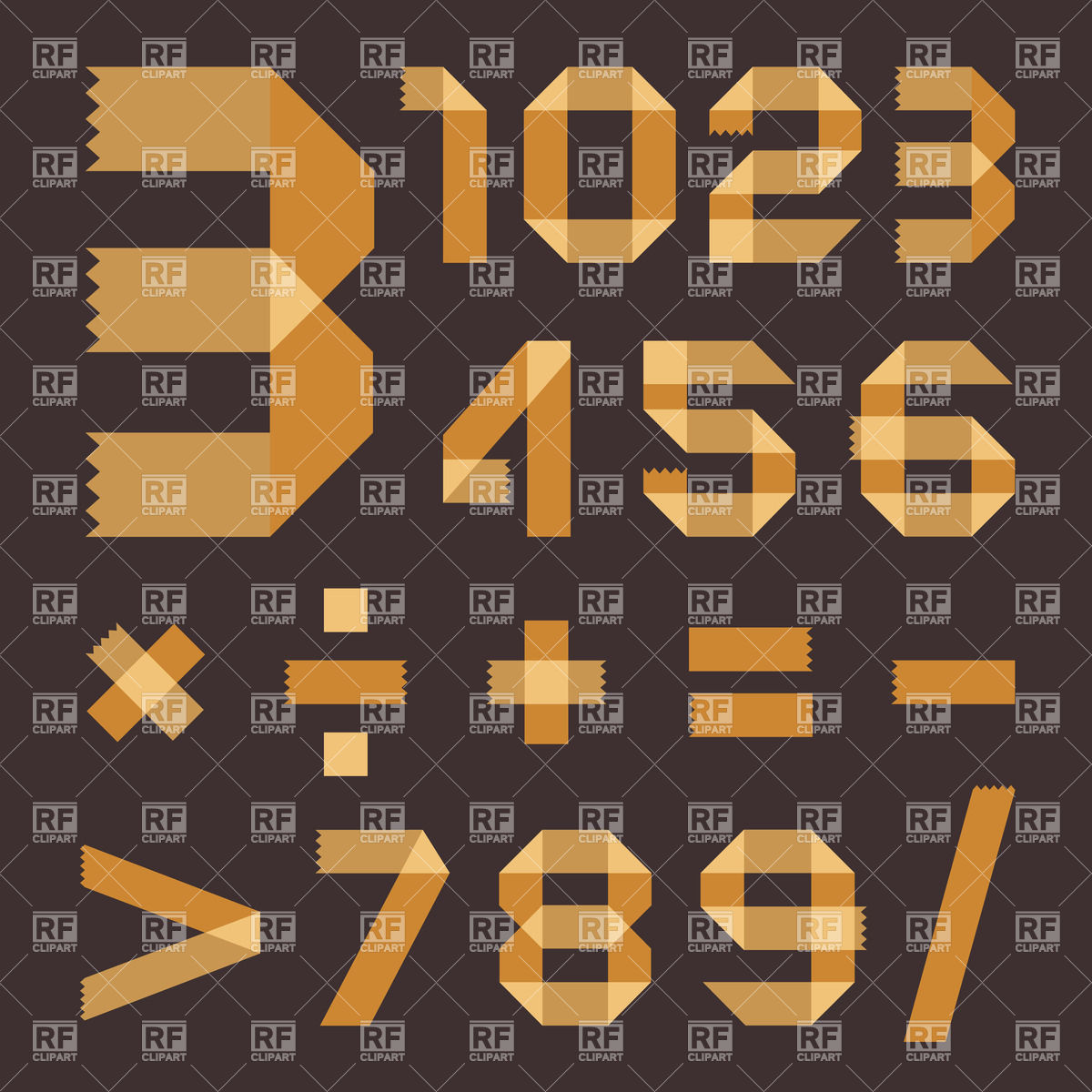 1200x1200 Arabic Numerals Made Of Orange Scotch Tape Vector Image Vector