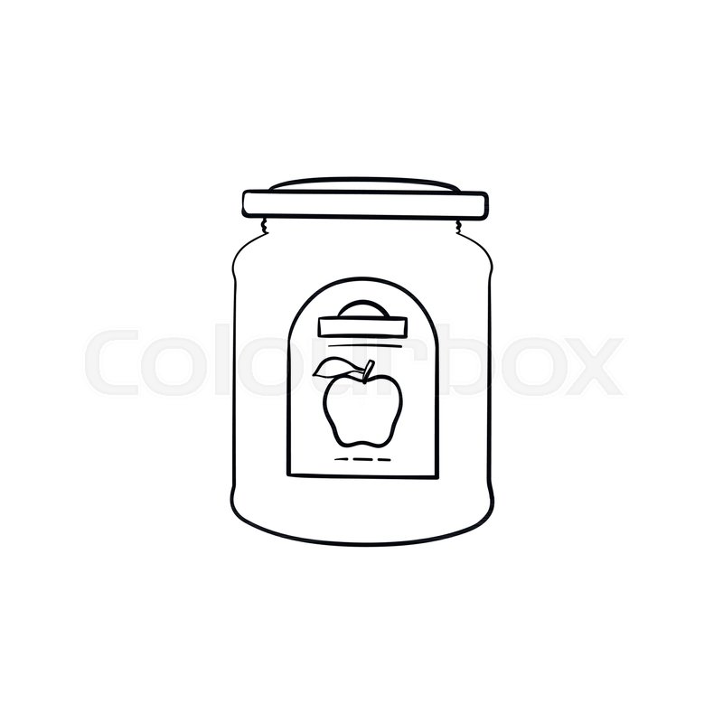 800x800 Apple Jam In A Glass Jar Hand Drawn Outline Doodle Icon. Closed