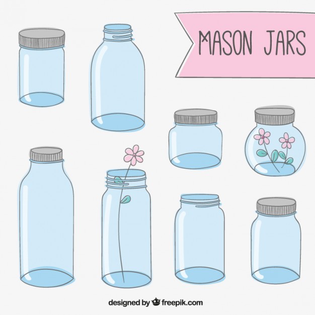 626x626 Mason Jar Drawn Set Vector Free Download