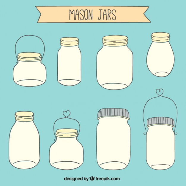626x626 Drawn Mason Jars Collection Vector Free Download