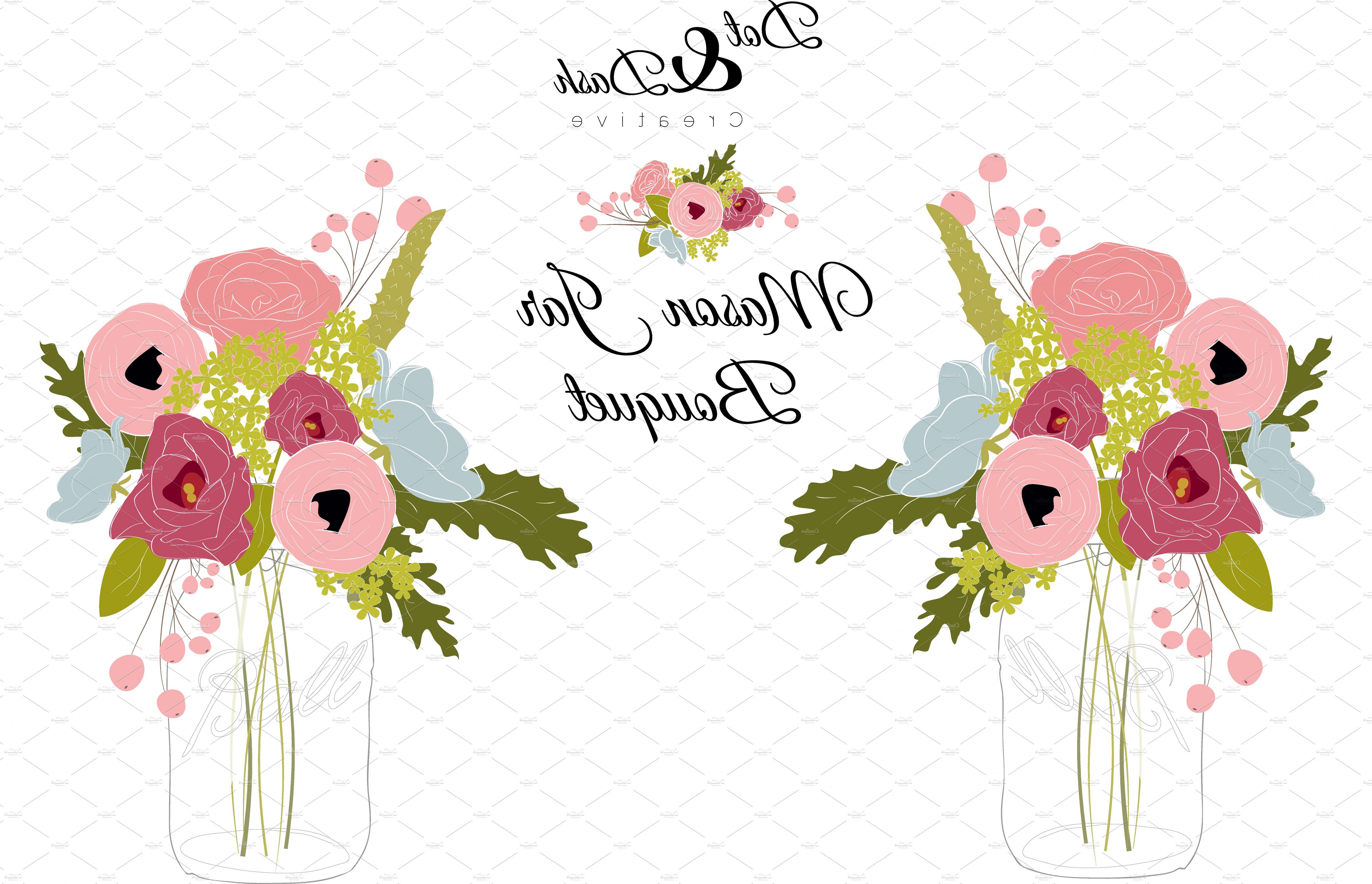 5762x3712 Peony Bouquet In Mason Jar Vector Shopatcloth