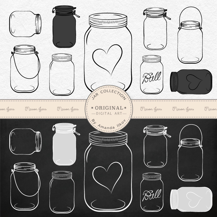 864x864 White Clipart Mason Jar