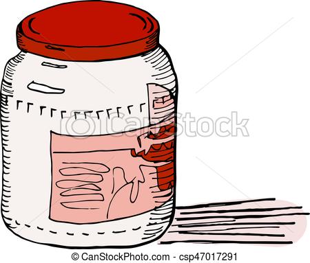 450x383 Sketch Of Closed Empty Glass Jar Vector Illustration Eps10.