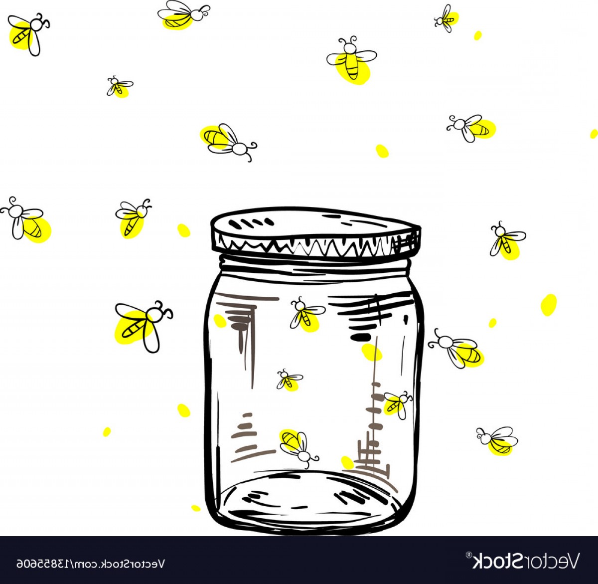 1200x1171 Fireflies Flying Around The Jar Vector Shopatcloth