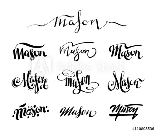 500x425 Personal Name Mason. Vector Handwritten Calligraphy Set. Handmade