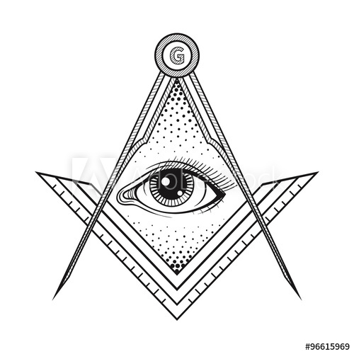 500x500 Masonic Square And Compass Symbol With All Seeing Eye , Freemaso