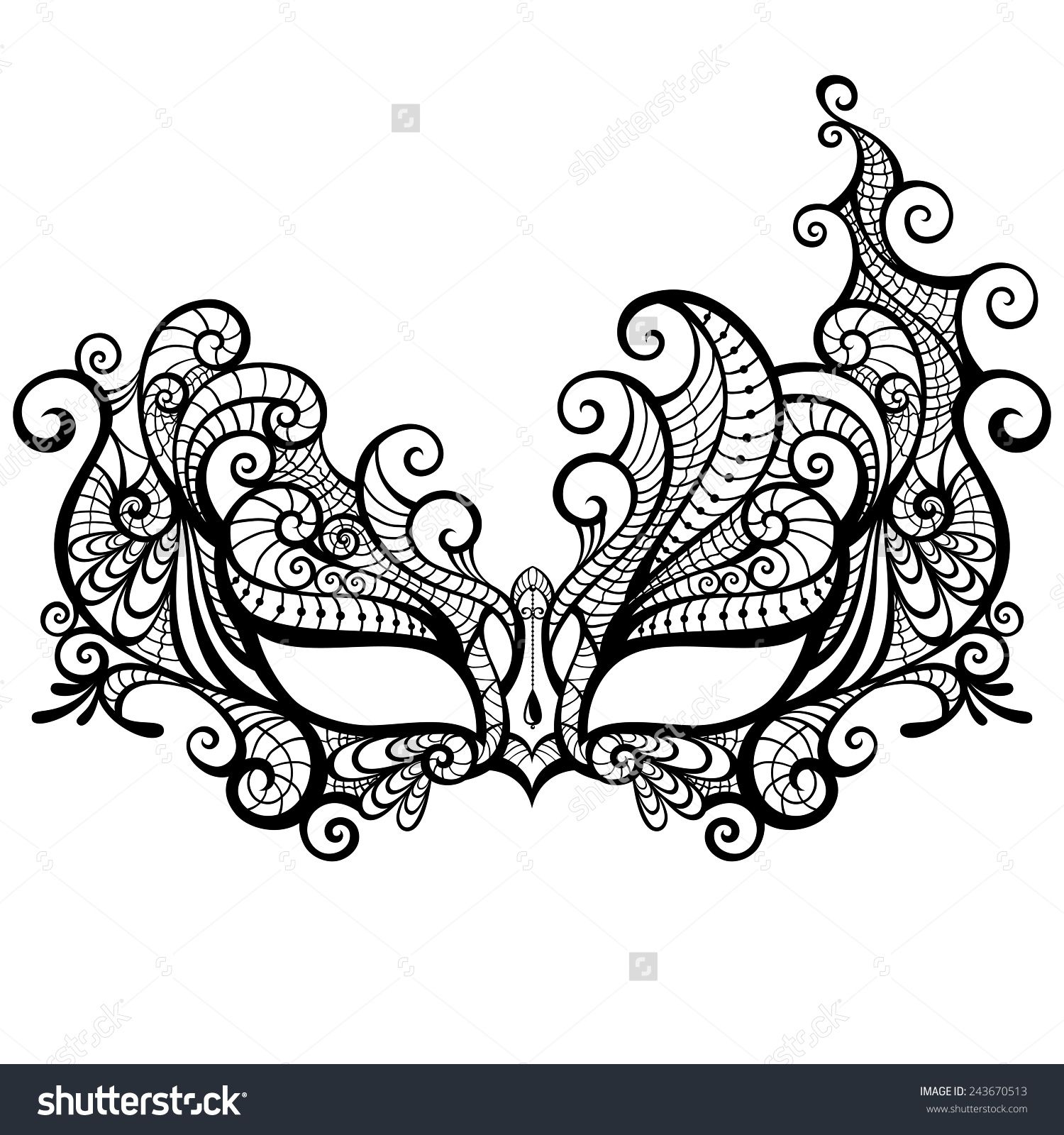 1500x1600 Elegant Asymmetrical Lace Masquerade Mask Isolated On White