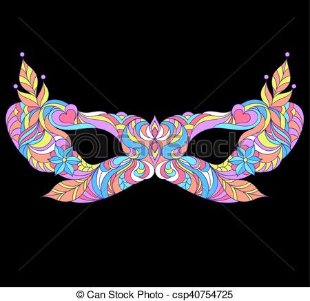 450x437 Vector Illustration Of Mardi Gras Mask On Black Background