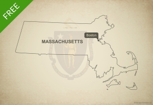 300x207 Free Vector Map Of Massachusetts Outline One Stop Map