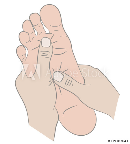 450x500 Two Hands Doing Foot Massage. Vector Illustration