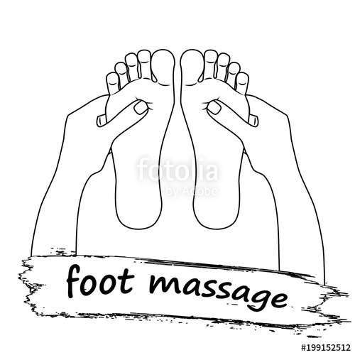 500x500 Foot Massage Logo. Reflexology. Silhouette Of Feet On White