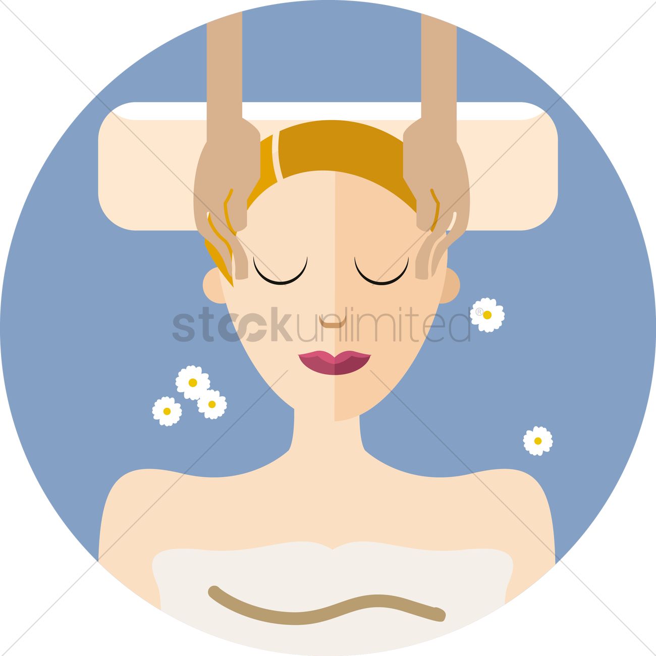 1300x1300 Woman Receiving A Head Massage Vector Image