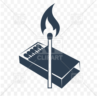 400x395 Black And White Icon Lighted Match With Box Of Matches Vector