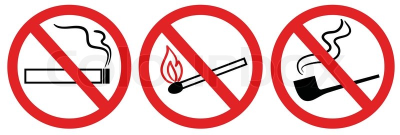 800x270 No Smoking Sign, No Fire, No Match, Vector Symbol Stock Vector