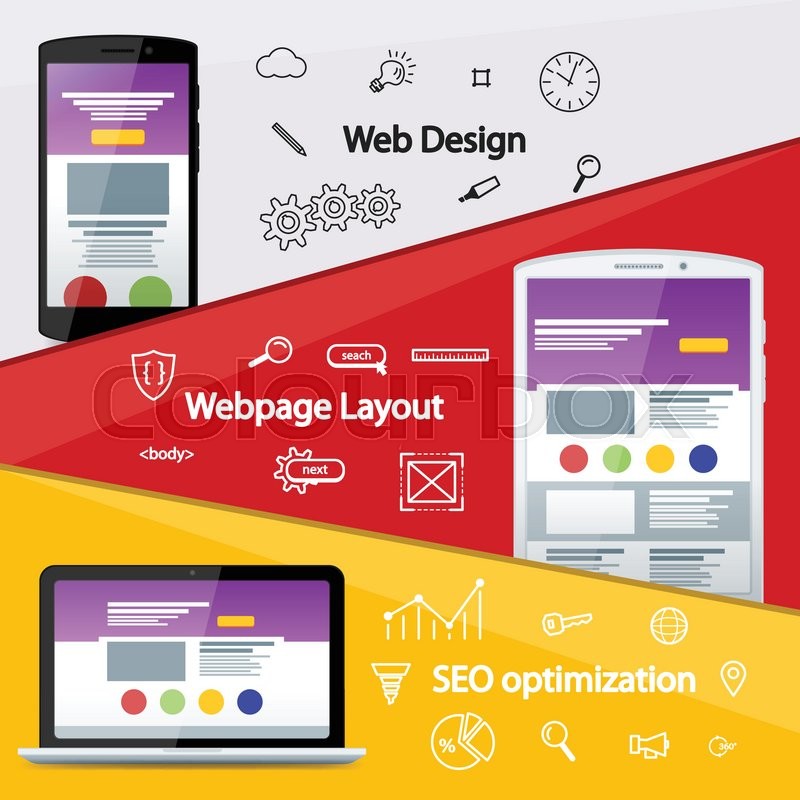 800x800 Flat Material Design Banner. Web Design Layout Of Sites. Seo