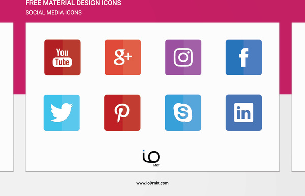 600x387 Material Design Social Icons Free Vector In Adobe Illustrator Ai