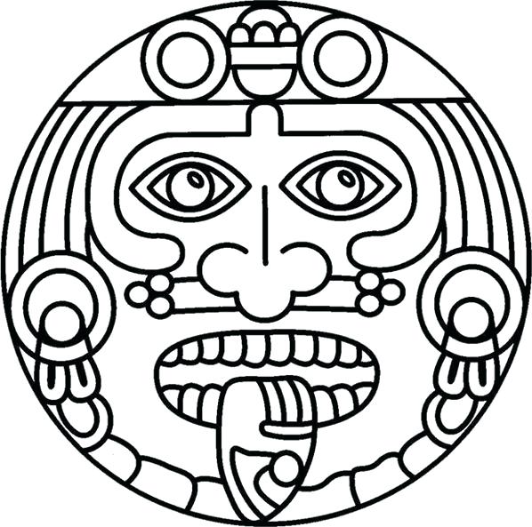 598x593 Mayan Coloring Pages Calendar Vector Calendar Stone Coloring