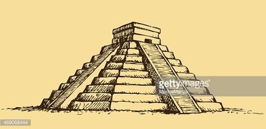 379x184 Vector Illustration With Mayan Pyramids In Mexico Stock Vectors