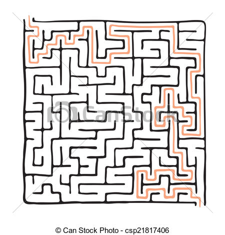 450x470 Black Vector Maze, Labyrinth Illustration.