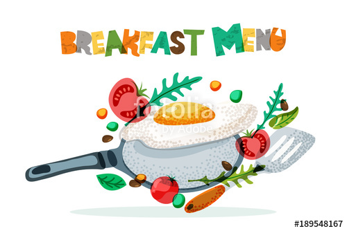 500x334 Breakfast Menu Healthy Meal, Vector Design. Fried Eggs, Tomato