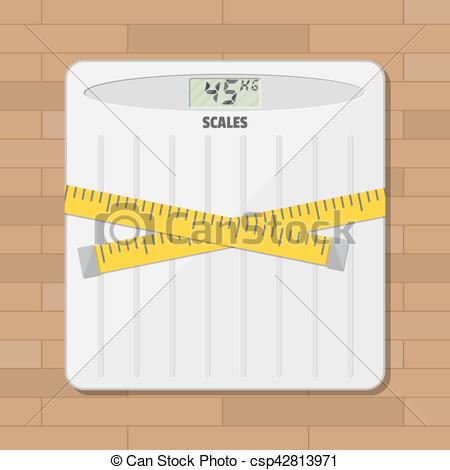 450x470 Bathroom Floor Weight Scale And Measuring Tape. Vector... Vectors