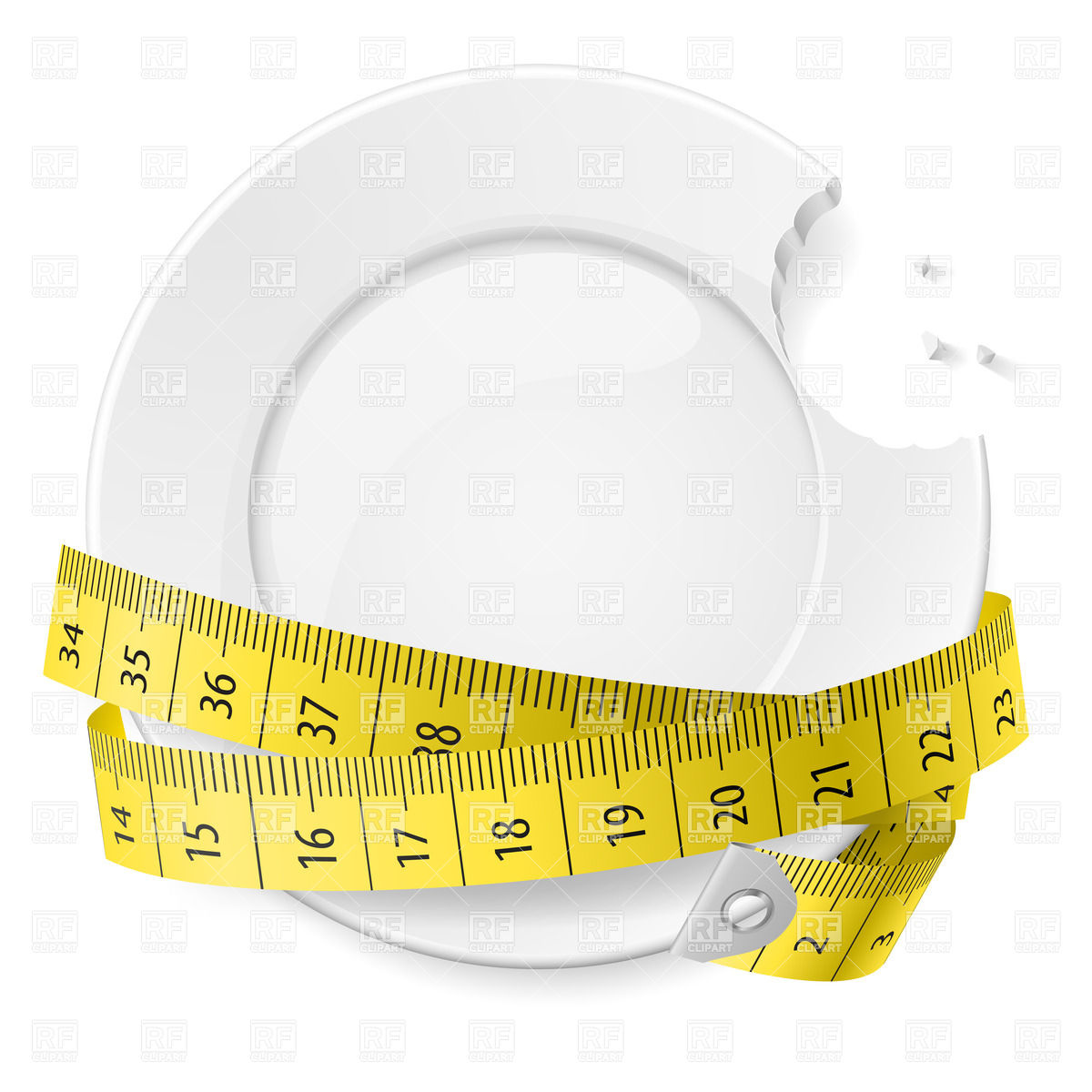 1200x1200 Bitten Plate With Measuring Tape Vector Image Vector Artwork Of